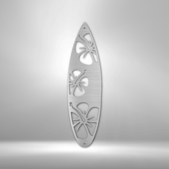 Surf Board Flowers Steel Sign Laser Cut Powder Coated Home & Office Metal Wall D